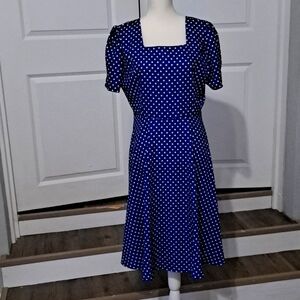 IKADEX Square Neck A-line Polka Dot Rockabilly Swing Evening Party Dress XXL NWT